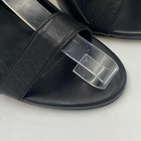 Leon Max Black Palor All Leather Open Toe Heels Wrap Ankle Sz 8M - Picture 10 of 16